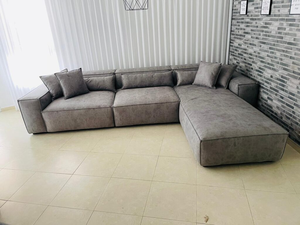 ספת רביצה דובה פינתית בבד רחיץ מהתצוגה צבע אפור