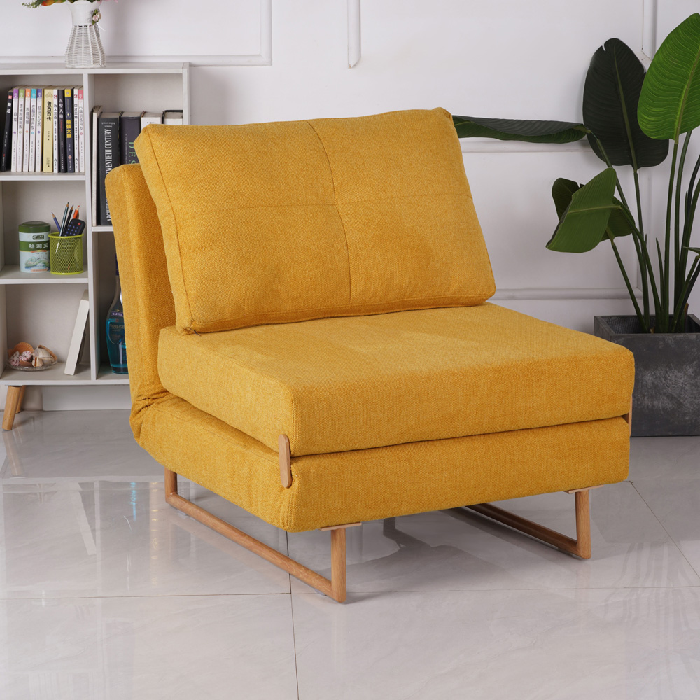 כורסא נפתחת למיטה מרופדת בד רחיץ דגם הילה בגוונים צהוב או אפור לבחירה