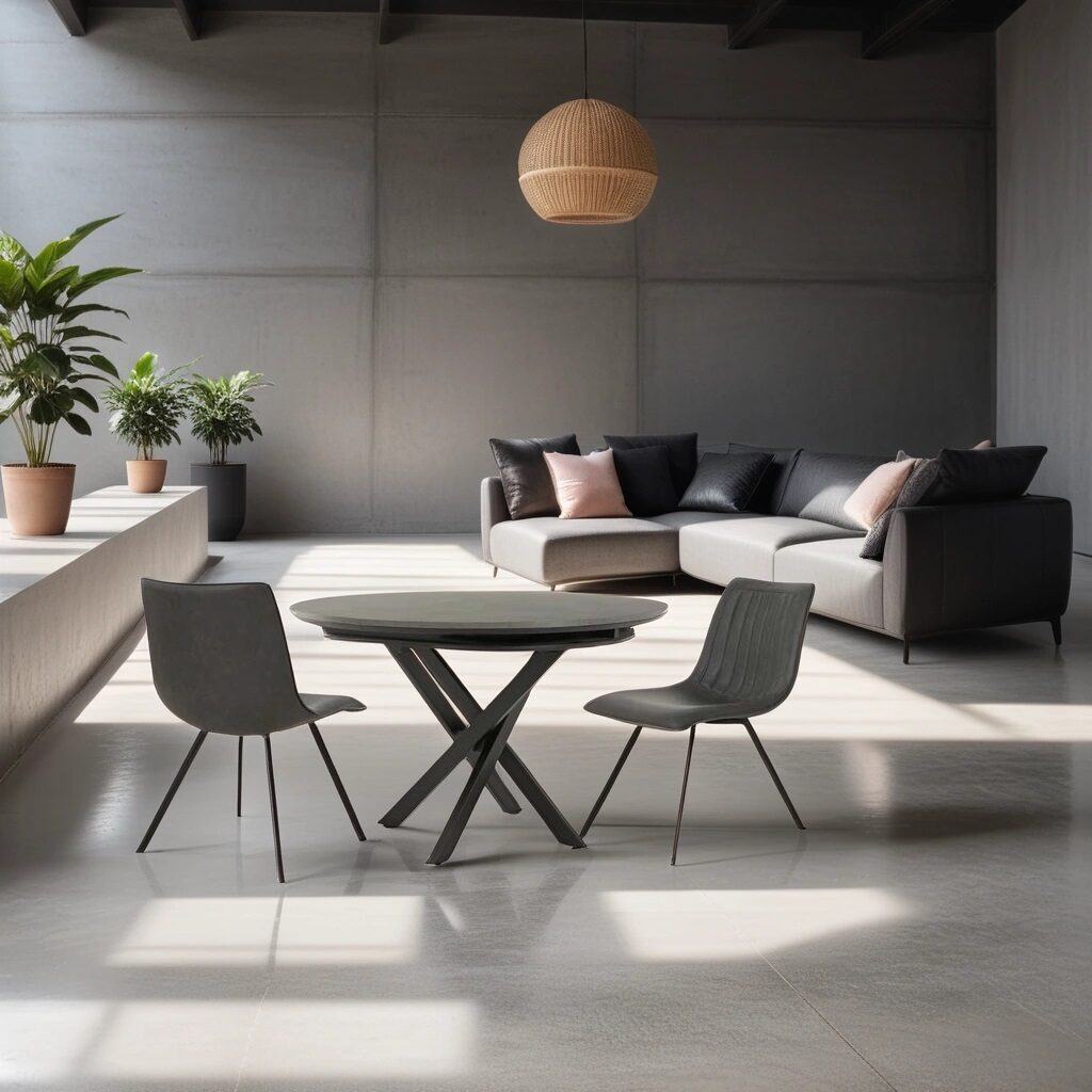 שולחן (פינת) אוכל עגול מעוצב ואיכותי דגם טיקטוק בטון כולל 4 כסאות סהר