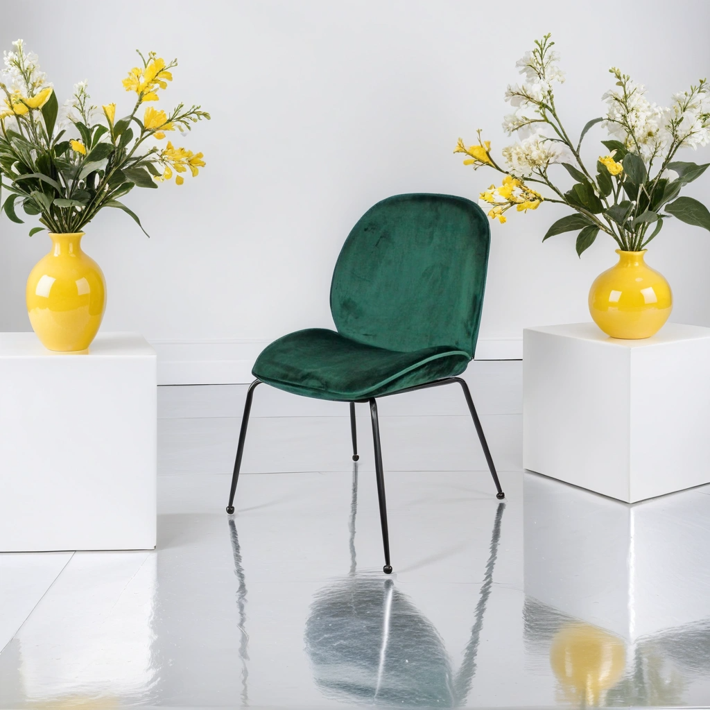 כסא מעוצב לפינת אוכל ניאו בבד קטיפה ירוק - חיסול מלאי